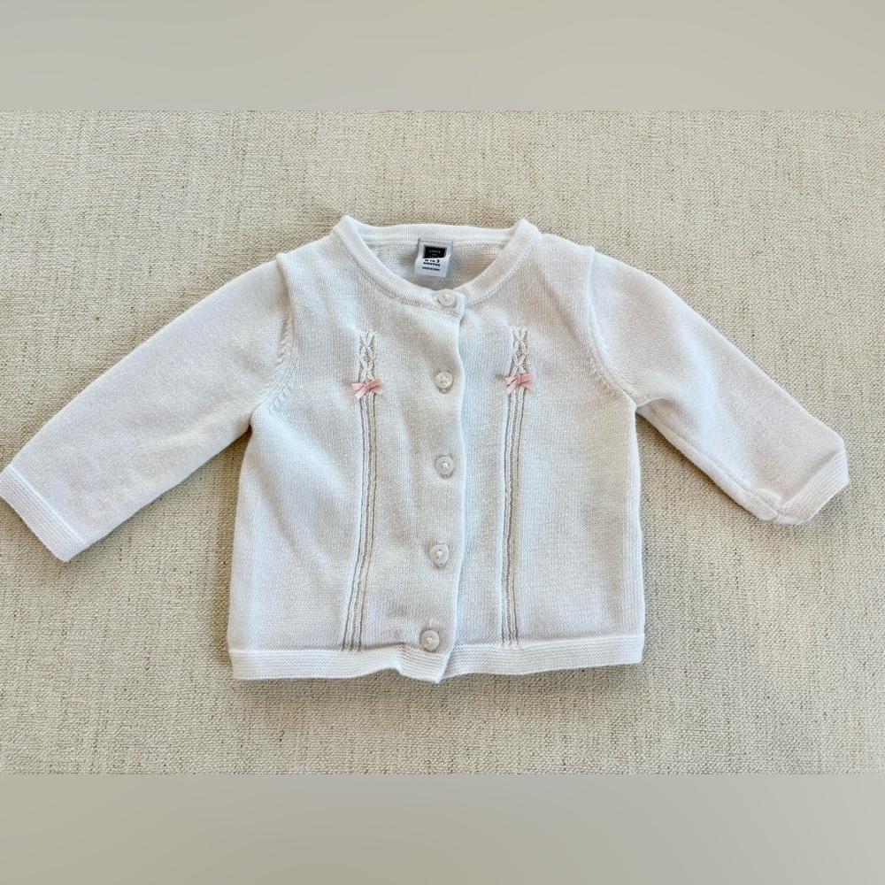 Jamie and Jack Knit Button down White Easter Cardigan